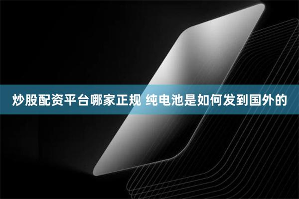 炒股配资平台哪家正规 纯电池是如何发到国外的