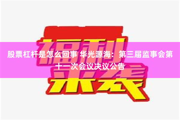 股票杠杆是怎么回事 华光源海：第三届监事会第十一次会议决议公告