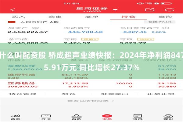 什么叫配资股 骄成超声业绩快报：2024年净利润8475.9